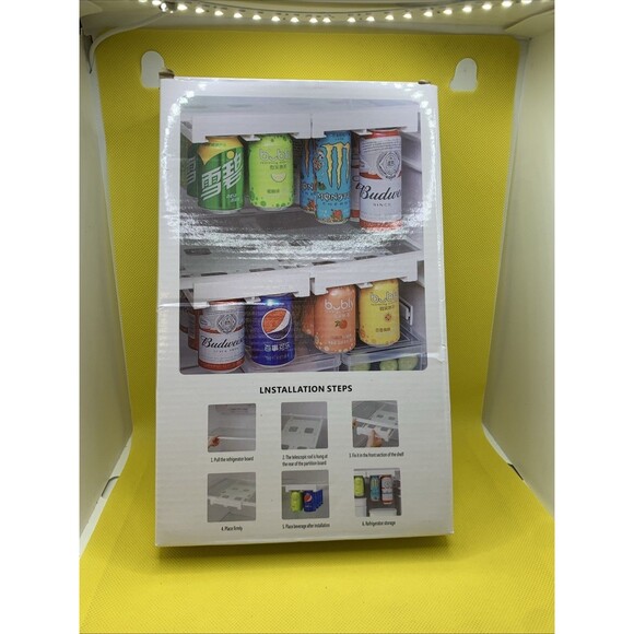 Beer Soda Can Storage Rack Refrigerator Slide Under Shelf Organizer Adjustable - Picture 2 of 5